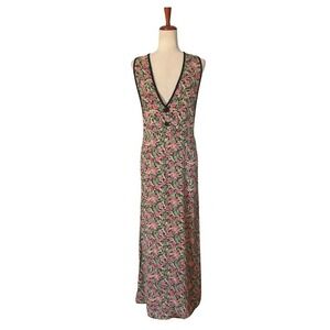Vintage Zoe California Floral Maxi Dress Womens Medium Rayon Crepe Made in USA